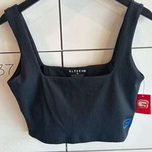 Cyclebar Glyder Black Ribbed Sports Bra -Cyclebar branded